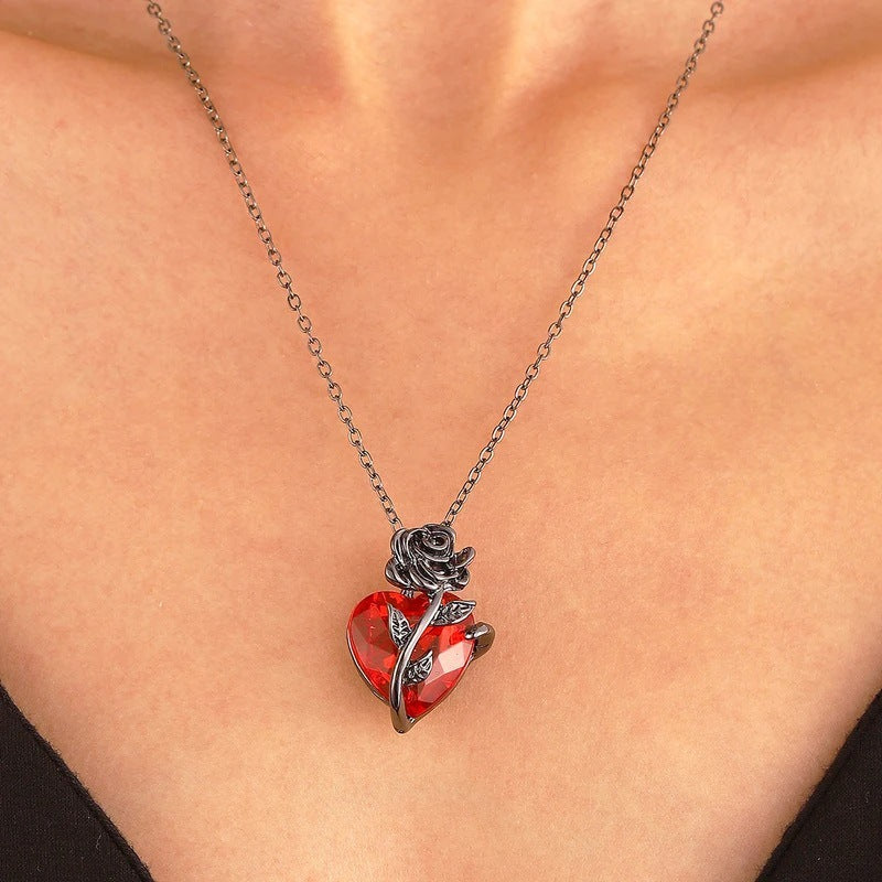 Wholesale Vintage Love Rose Flower Clavicle Chain Gothic Dark Wind Flower Winding Pendant Necklace
